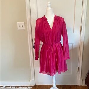 Rebecca Taylor Pink dress size S. NWOT. Sheer long sleeves and fully lined.